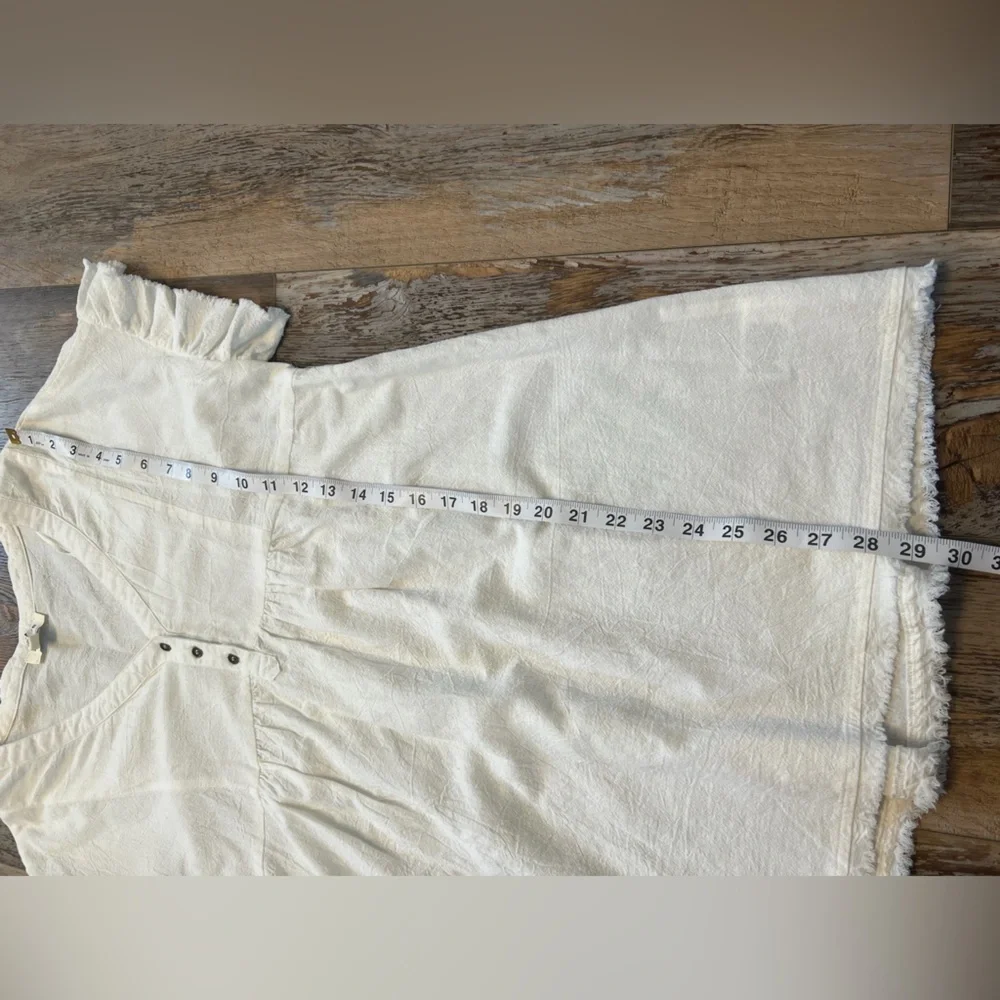 Umgee White Boho Ruffle Sleeve Button Front Gauze Blouse 100% Cotton Size Small